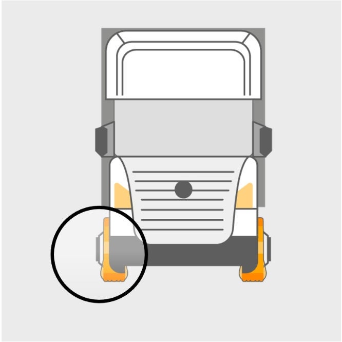 Illustration of a gray truck shown from the front.