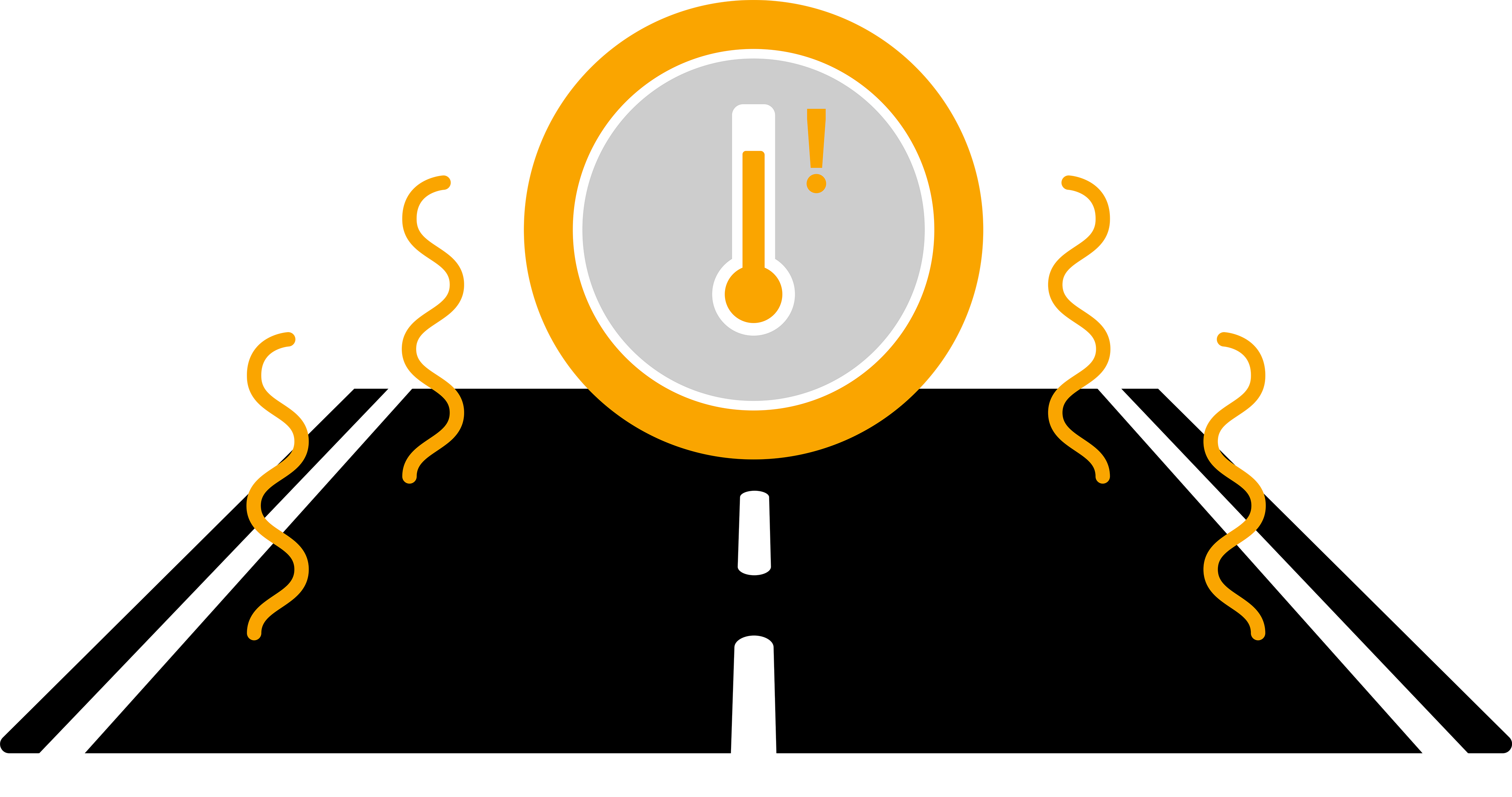 Infographic about road temperature in summer.