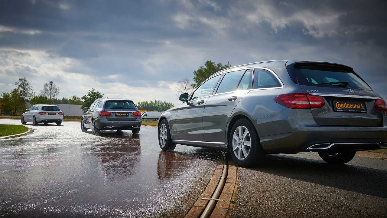 Cars on a wet road  