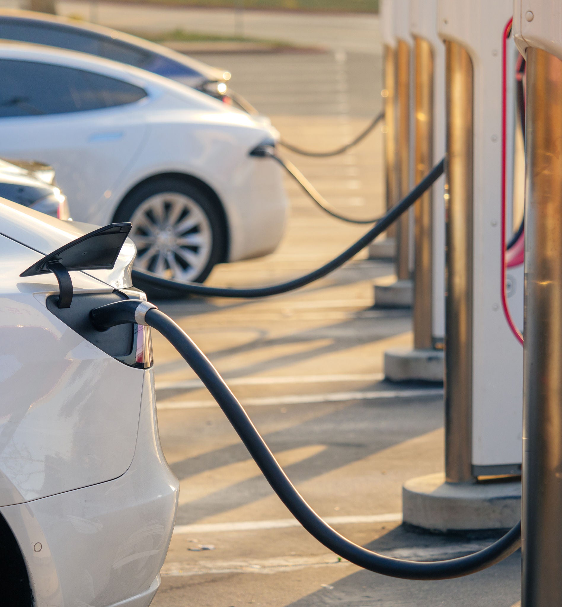 Tesla Electric Vehicle at Charging Station