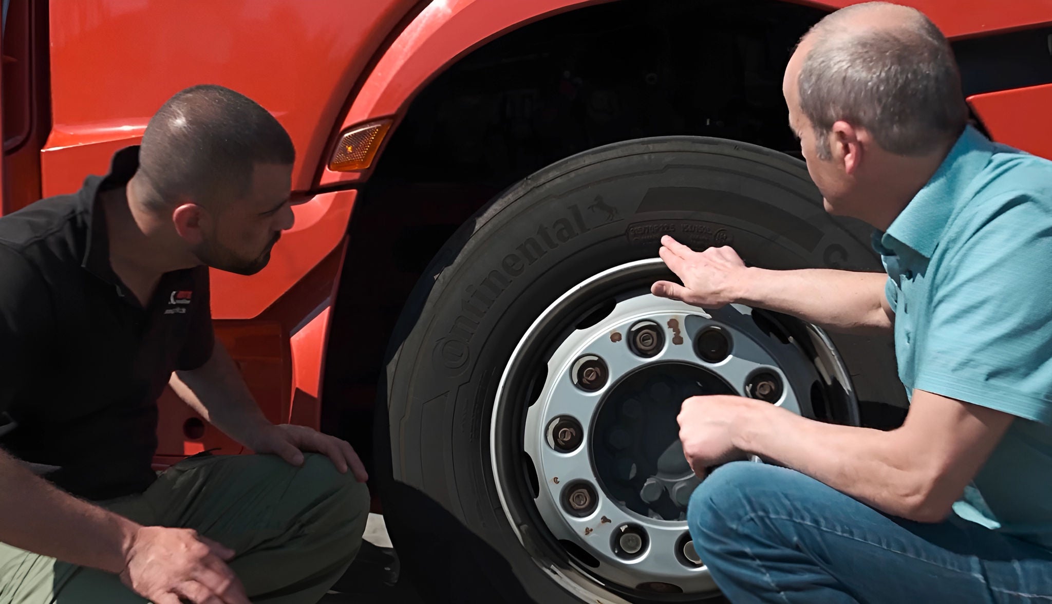 Bernd Klotz checks a Conti tire
