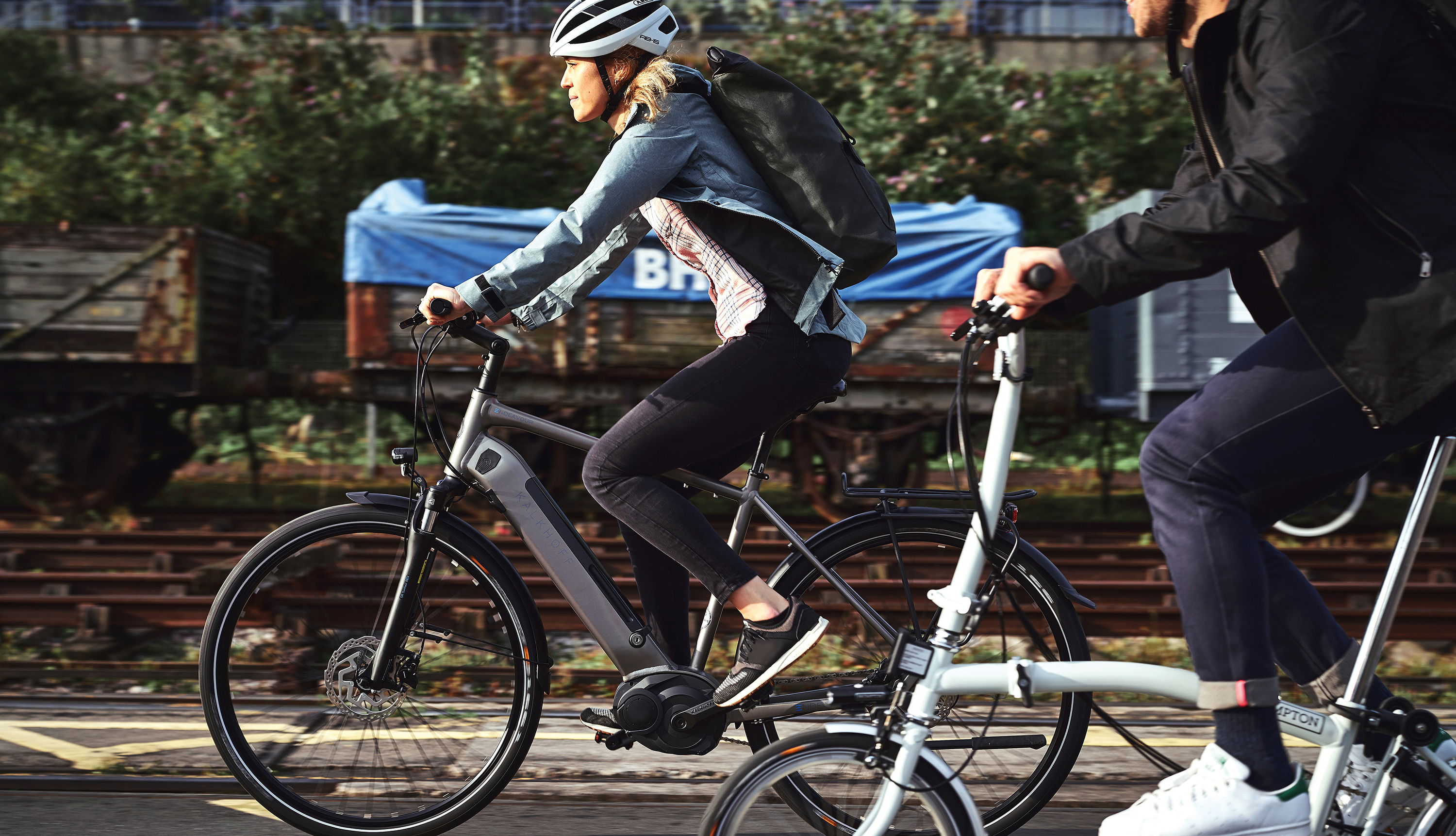 Two people on bicycles