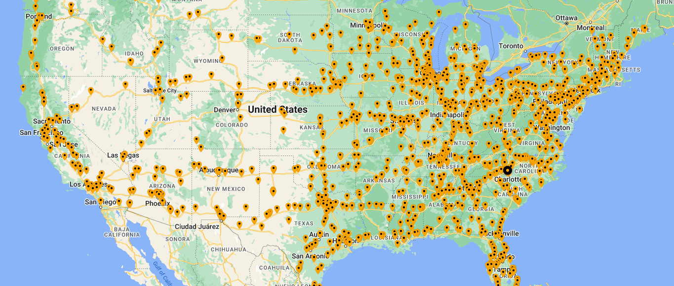 Map of US Truck Tire Dealers