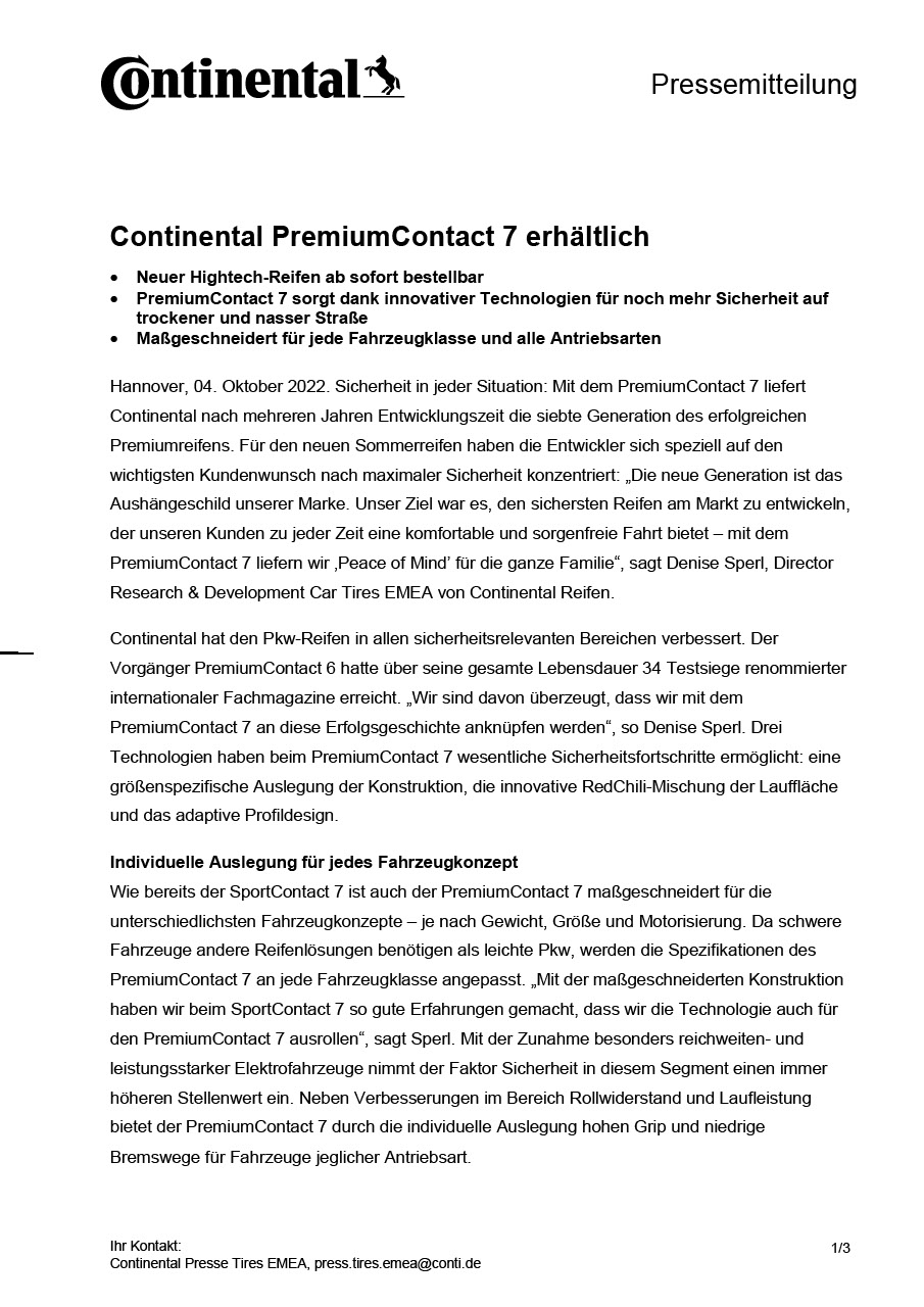 7 PremiumContact Continental erhältlich